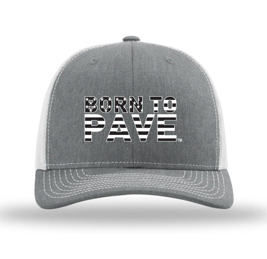 Born To Pave Grey and White Richardson Trucker